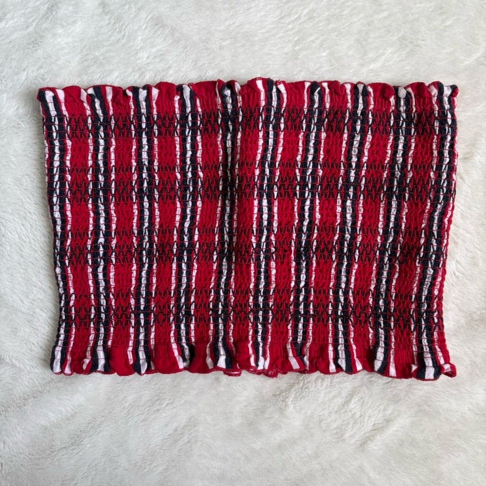 red, navy and white striped Hollister XS-S tube top
